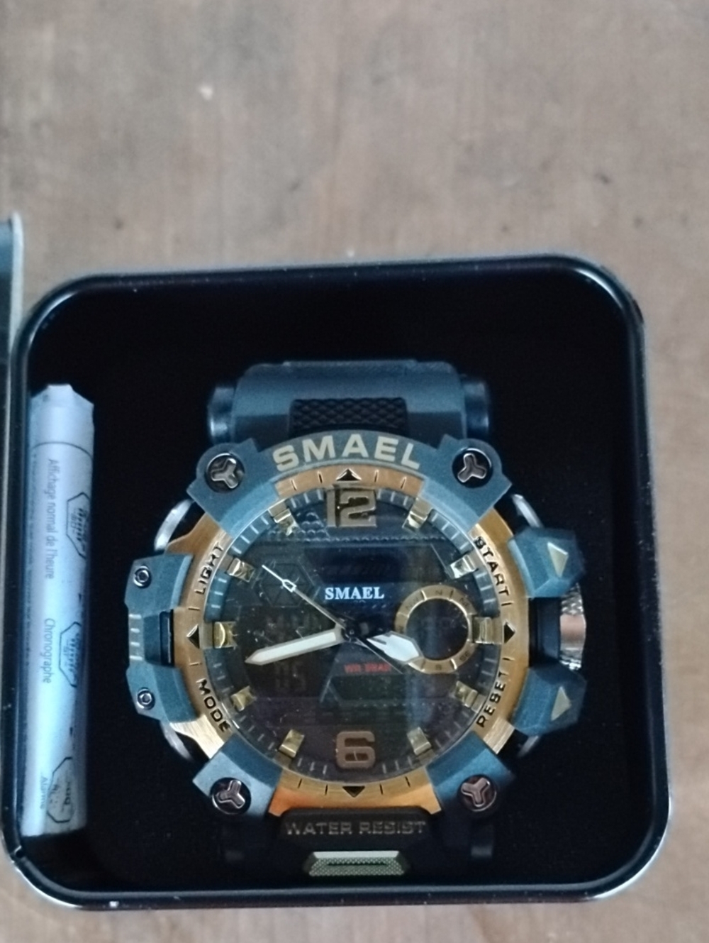 Men's Dual-Display Sport Watch in Black and Gold